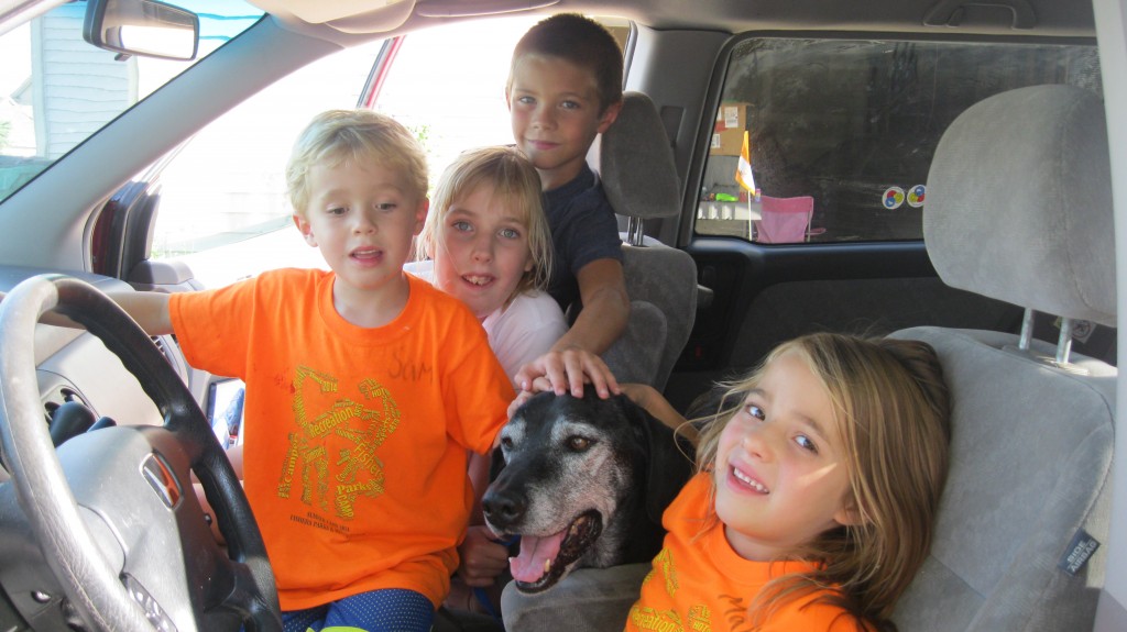 Sam, Maddie, Mallory and their neighbor friend Nate.